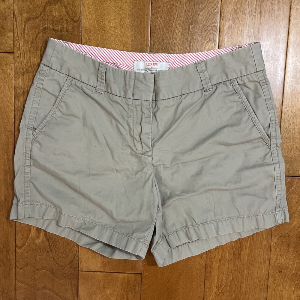 J. Crew Broken-In Chino Shorts Size 4 Preppy Coastal Women’s Beige Khaki